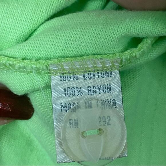 Cotton Connection Blue Aqua Chartreuse Sequined Fish Button up Hoodie - Picture 6 of 6